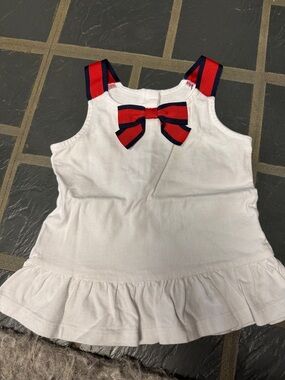 Janie and Jack White Tank Top with Red and Navy Bow